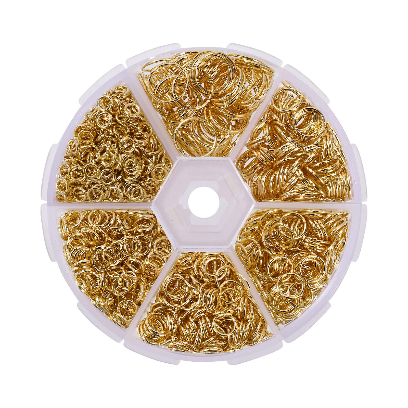 Jump Rings Jewelry Findings 4mm 5mm 6mm 7mm 8mm 10mm Metal Open Jump Rings for Earrings Bracelets Necklaces Jewellery Making Repair 1390pcs Gold