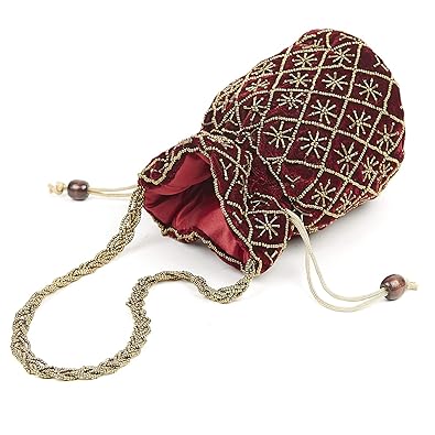 Funkia Potli bags | ethinic hand made velvet potli clutch sequin bead work for ladies | Gift for women