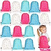 Funtery 16 Pcs Star Drawstring Backpack for Kids Star Party Favors Bags Starry Goodie Treat Gift Bags Drawstring Sackpack Sport Cinch Backpack for Girls Boys School Birthday Baby Shower Supplies