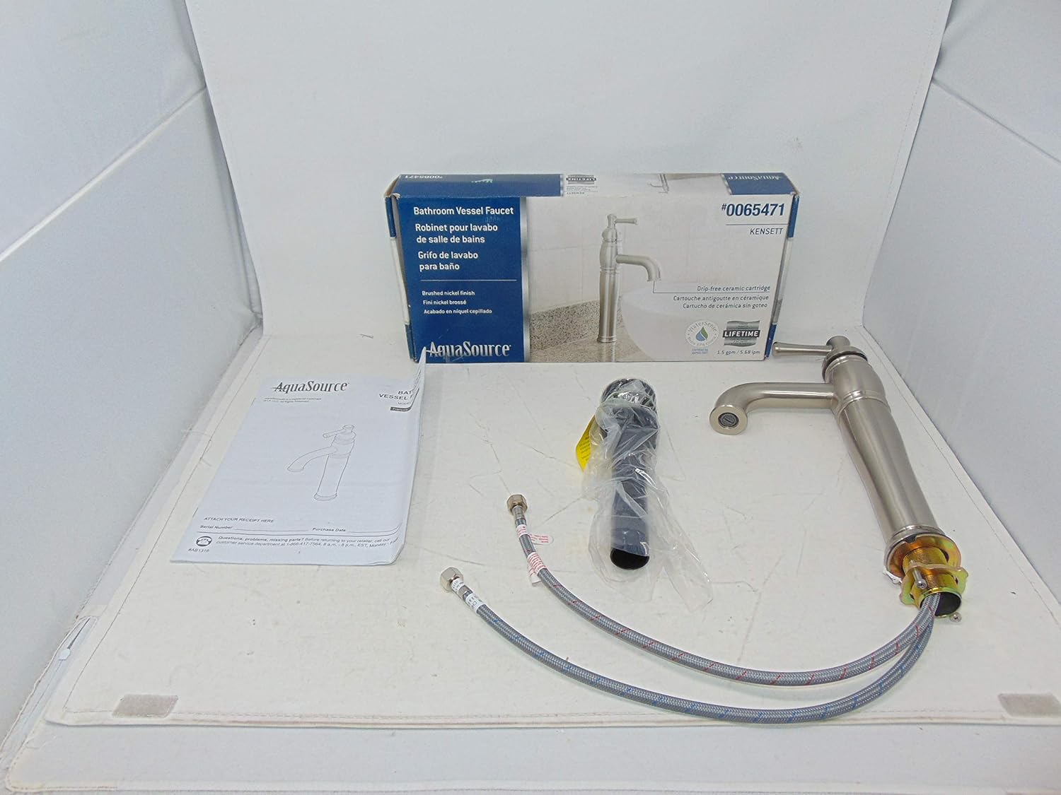 Aquasource Kensett Brushed Nickel 1 Handle Single Hole Watersense