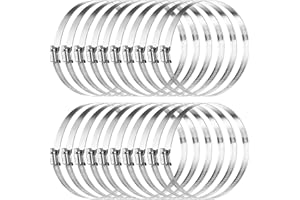 LISHINE 20 Pcs 6 inch Hose Clamp, Stainless Steel Hose Clamp Worm Gear Clamps Adjustable 6 in-7 in Range, Duct Clamp Pipe Clamp Fuel Line Clamp for Water Pipe, Hose Clips