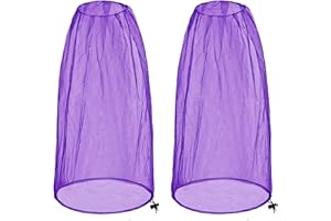 JAYRUIMICE 2 Pack Ultra Large Mosquito Net 42x25 Inches Mosquito Head Net Oversized Insect Netting Bug Fits Most Hats for Gardening Hiking Fishing Traveling(Purple)