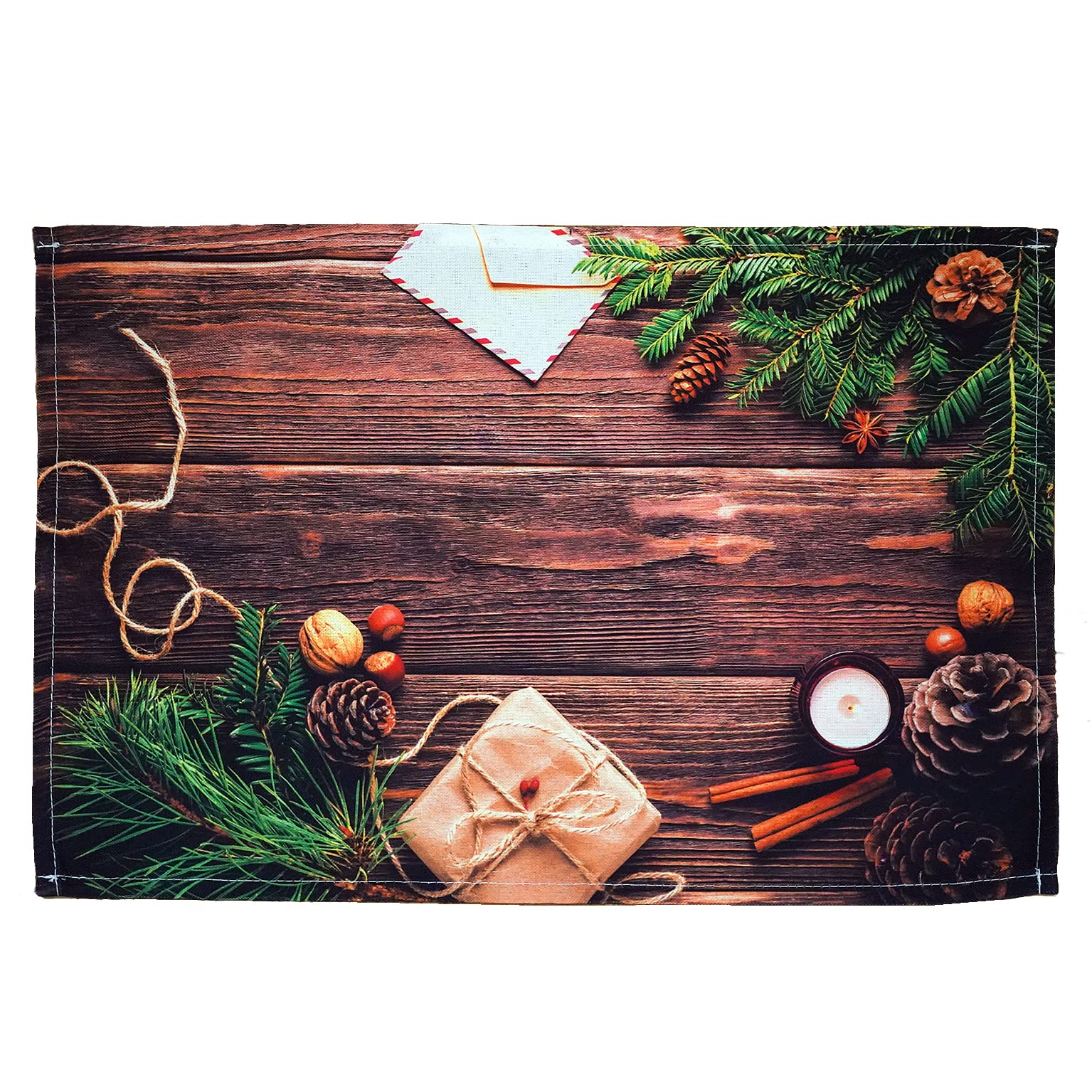 texpot Placemats 30 x 45 cm made from 100% polyester Christmas gifts and branches on wood