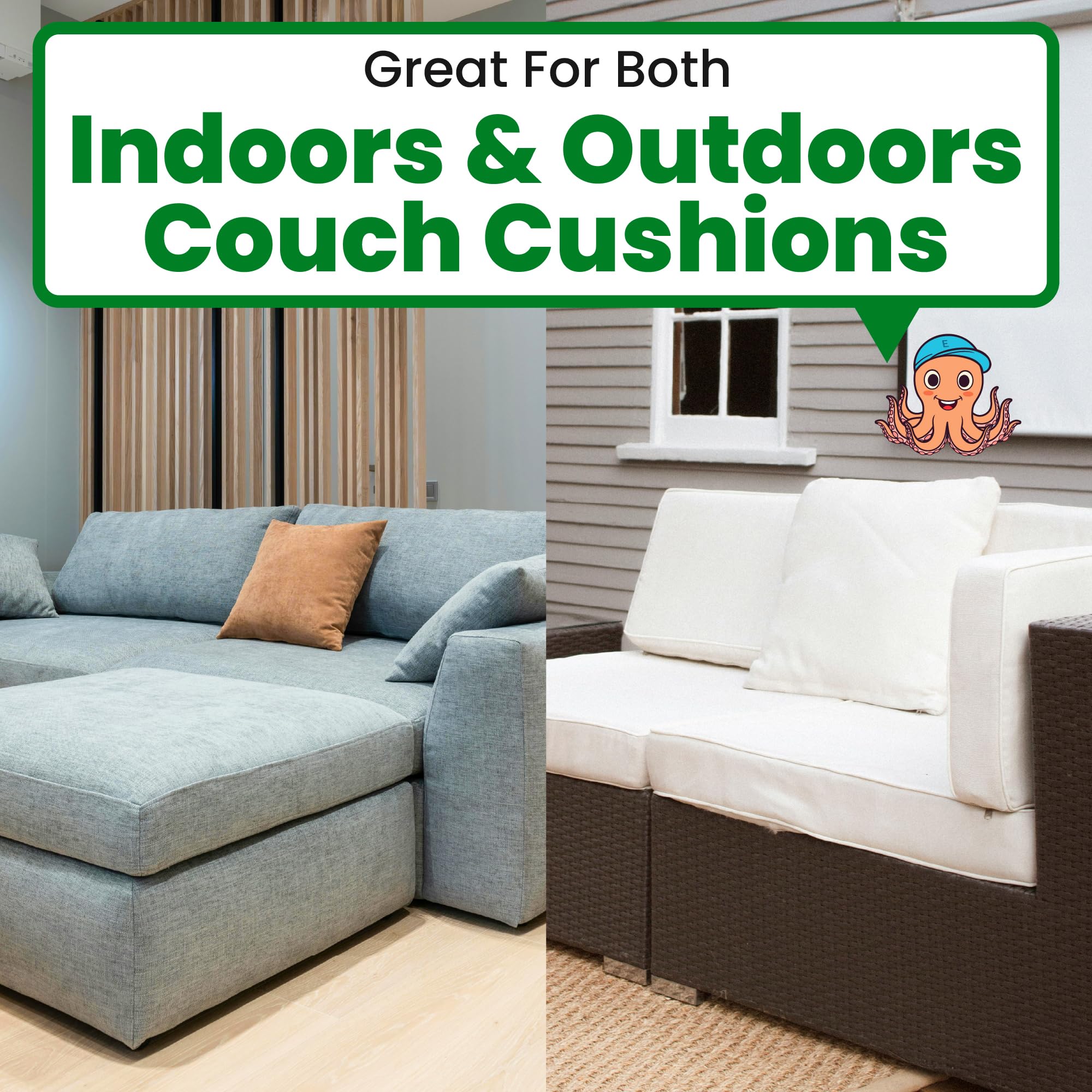 ECOHomes Heavy Duty Strips for Couch Cushions 4 Inch x 6.5 FT Keep Sofa Cushions from Sliding - Adhesive Hook And Loop Tape Roll To Prevent Sliding Couch Cushion, Outdoor Non Slip Furniture Grip Black