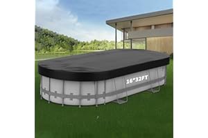 POOLERGETIC 16x32 FT Rectangular Pool Cover Pool Covers for Above Ground Pools 210D Solar Pool Cover Heavy Duty Oval Pool Covers Resist Tear and Fade, Winter Pool Covers for Waterproof and Dustproof