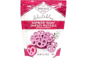Hayden Valley Foods Raspberry Yogurt Covered Pretzels | 5 oz Resealable Bag | Gourmet Flavored Pink Valentine's Day Pretzels