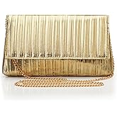 BABEYOND Clutch Purses for Women - Evening Bag Gold Pleated Flap Clutch for Formal Party Cocktail Prom Wedding Handbags