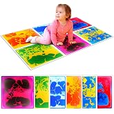 Sensory Floor Tiles for Kids Toddlers: 6 Pack Liquid Play Mats, 12"x12" Squares Autism Sensory Puzzle Pad, Lava Tiles Games Dance Step Pads, Preschool Classroom Montessori Gross Motor Daycare Toys