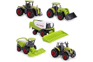 Toyland® Set of 5 Green Die Cast Metal Farm Machinery Toys - Approx 4.5cm Each - Includes Tractors,Combine Harvesters & More!