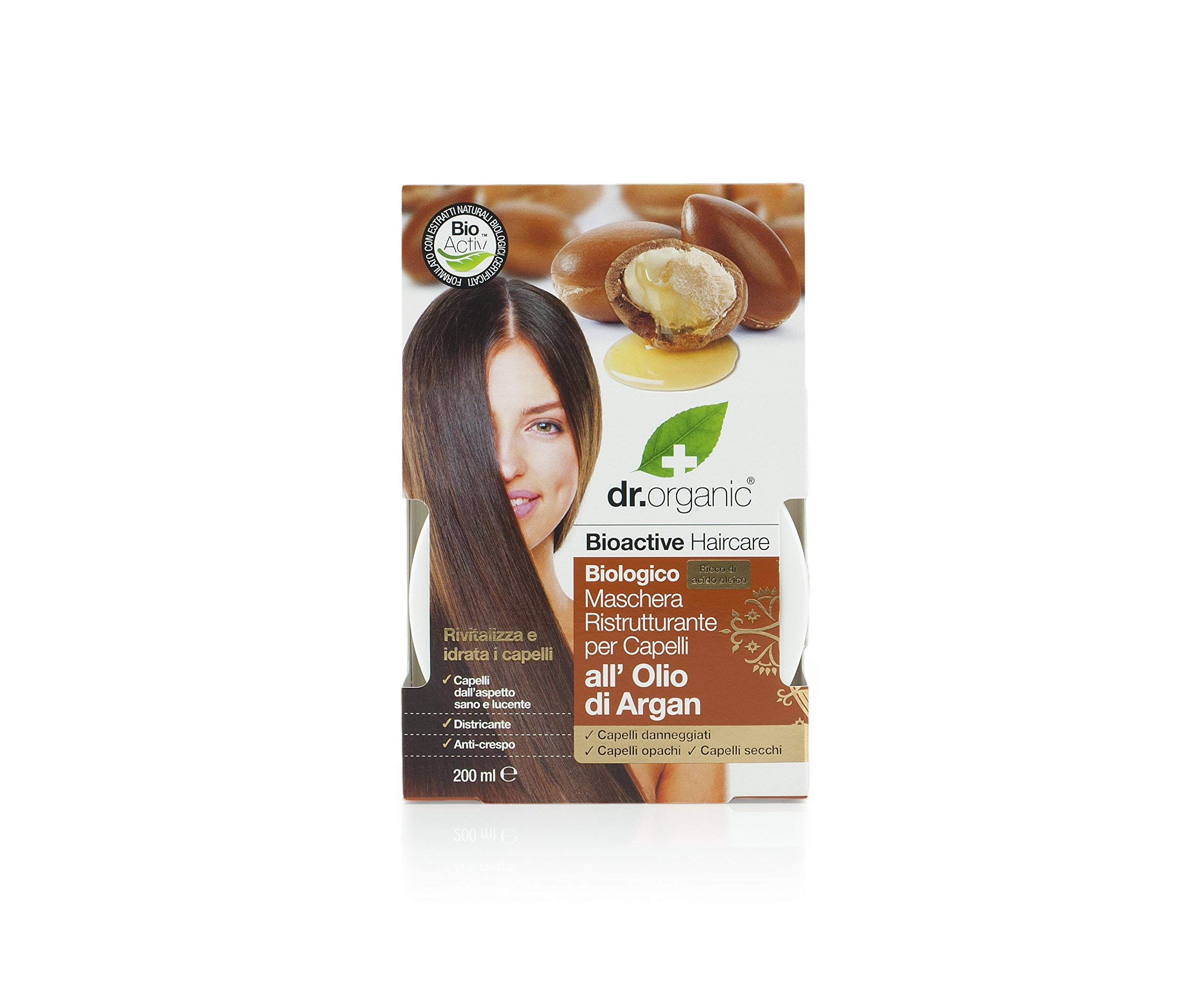 Dr Organic Moroccan Argan Oil Hair Treatment Conditioner, Revitalising, Dry & Damaged Hair, Mens, Womens, Natural, Vegan, Cruelty-Free, Paraben & SLS-Free, Organic, 200ml, Packaging may vary