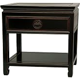 Red Lantern Elegant End Table - Antique Black