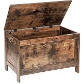 HOOBRO Toy Box, Retro Wooden Look Storage Chest with Safety Hinge, Entryway Storage Bench Supports 330 lb, 29.9 x 15.7 x 18.9 Inches Toy Chest Organizer, Easy Assembly (Rustic Brown) BF75CW01G2