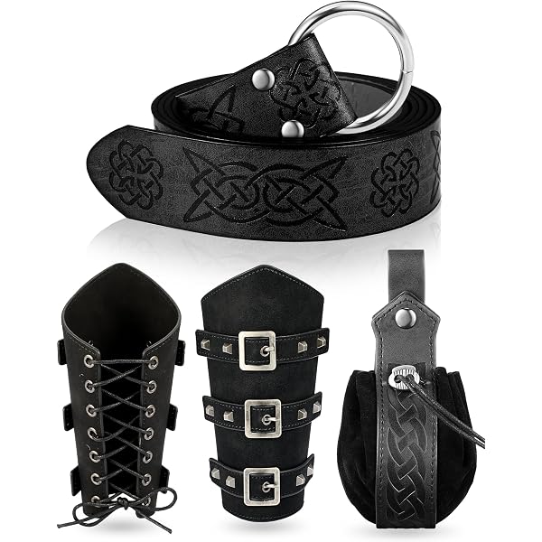 Medieval Renaissance PU Leather Leggings Belt Corset Bracers Shoulder Cape Set Amazon.com: Medieval Knight PU Leather Corset Belt Shawl Men  main image 3