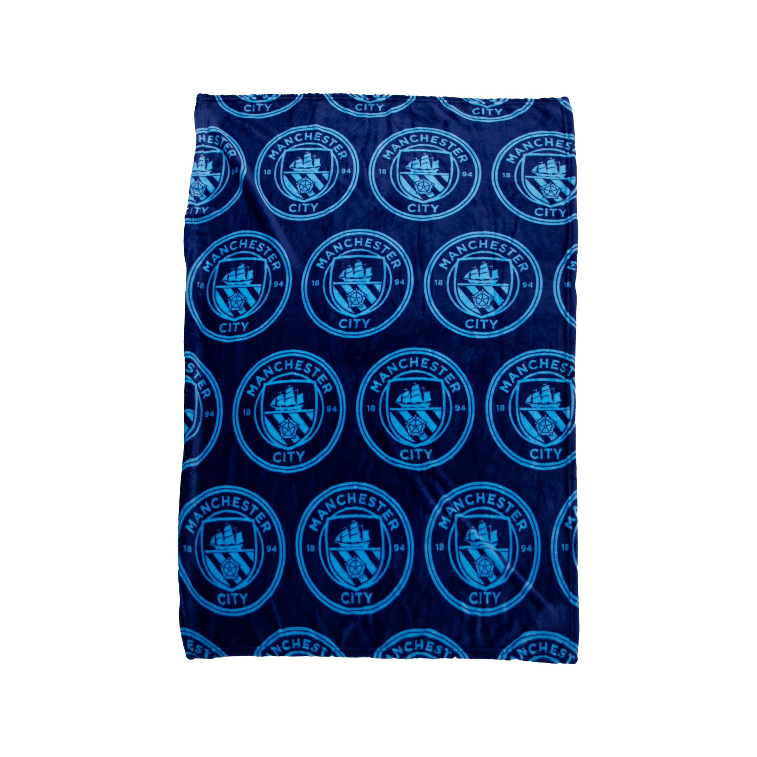 Character World Official Manchester City FC Fleece Throw Blanket | Super Soft, Football Crest Design | Warm Super Soft Feel Blue Throw | Perfect for Home, Bedroom, Sleepovers & Camping