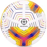 1KUYOTQ White and Yellow Soccer Ball &ndash; Official Size 5, Machine-Stitched PU Leather, Durable Outdoor &amp; Indoor Training Ball for Adults