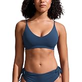 CRZ YOGA Nexfeel V Neck Mini Bikini Tops | Double Layer, Non Padded, A-C Cup, Buttery Soft, Light Support, Swim, Bathing Suit