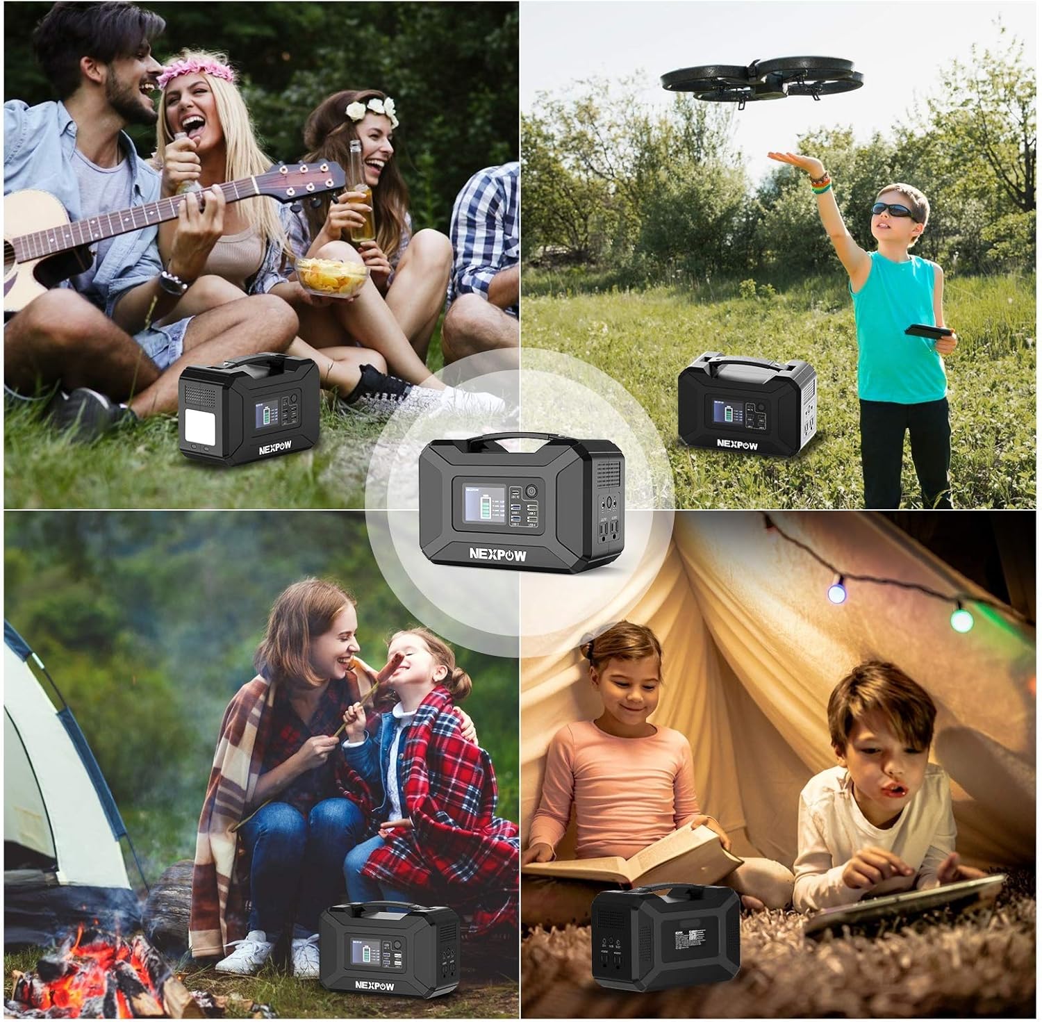 NEXPOW Portable Power Station, 296Wh 80000mAh Solar Generator 110V/300W (Peak 500W) 2 AC Outlet/4 USB Ports/2 DC Ports/QC 3.0 PD Ports for iPhone 12 Backup Battery Power Supply for CPAP Outdoor Camp : Home Improvement