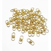 50pcs Swivel Connectors Clasps Double Ended Eye Hooks Lanyards Key Ring for Jewelry Keychain DIY Crafts Making Accessories (Gold)