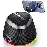 Portable Speaker Phone Stand Gifts: Easter Basket Stuffers for Teens Adults, 2 in 1 Magnetic Bluetooth Speakers, Loud Sound IPX5 Waterproof, 9 Light Modes, TWS, Home/Office/Travel Essentials-Black