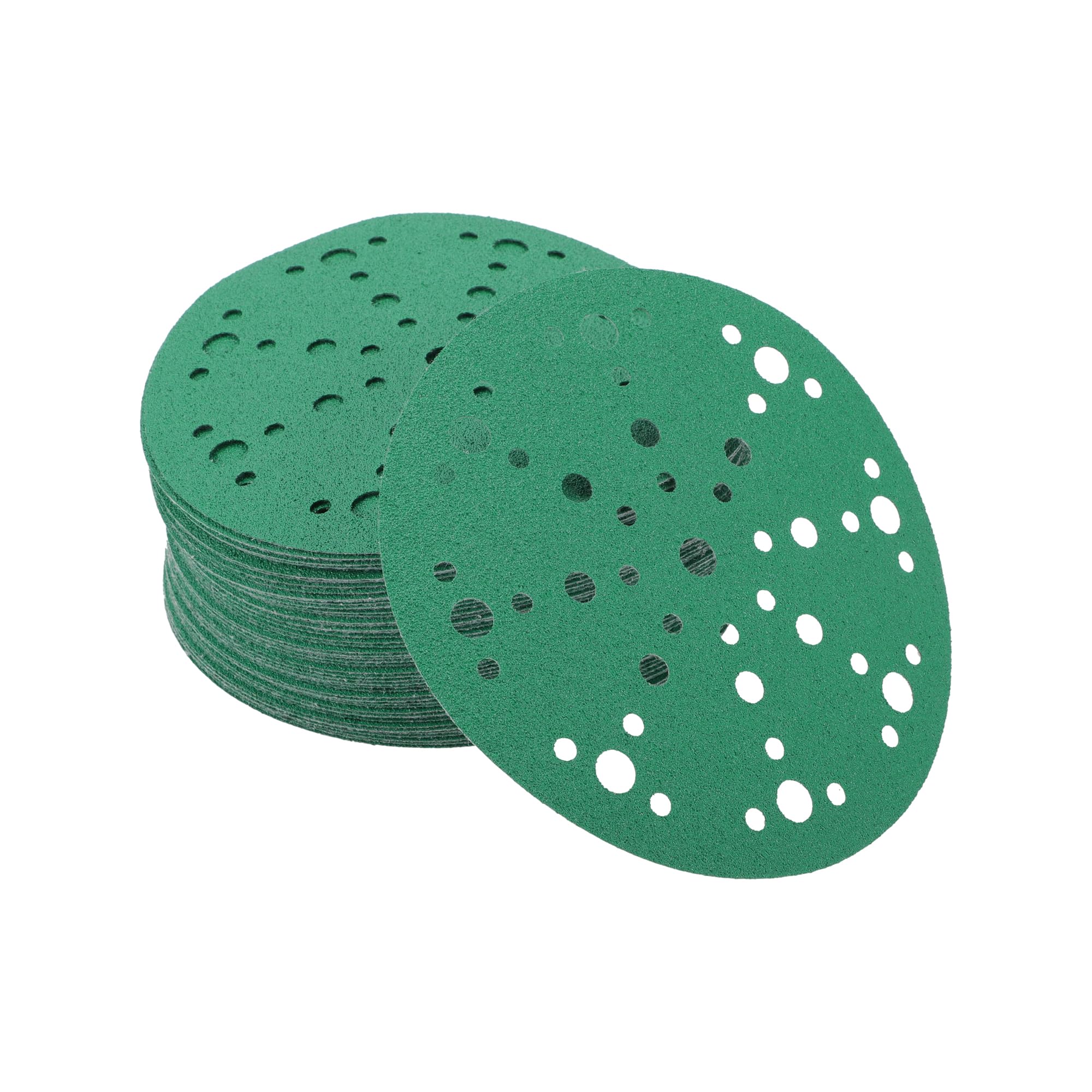A ABSOPRO Sanding Discs 6 Inch 49 Hole 80 Grit Round Hook and Loop Sandpaper Aluminum Oxide Green 50pcs