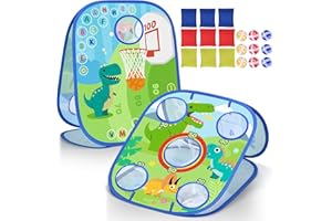 FINDITOP Dinosaur Bean Bag Toss Game, Multi-Skill Development Sports Toys for Toddlers, 6-1 STEM Dart Board Games Toy Gifts for Kids Age 3 4 5 6 7 8 Year Old