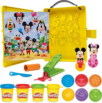 Disney Junior Crée Une Histoire, Coffret de pâte à Modeler portatif, Loisirs créatifs, Jouets préscolaires pour Enfants, dès 2 Ans, Gelb, Blau, Rot