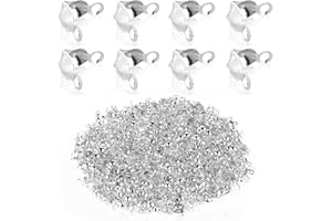 TEAAHA 600 PCS Crimp Covers Silver Crimping Beads End Caps for DIY Bracelet Necklaces Jewelry Making, Clamshell Metal Plated Open Bead Tips Knot Covers Jewelry Making Accessories Bead Endcaps (Silver)