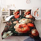 Nttopship Colorful Flower Comforter Set Queen Size 3 PCS Bed in a Bag,Cute Floral Bedding Set for Girls Teens,Ultra Soft Microfiber Comforter Bed Set with 3-Pieces, Floral Bedroom Decor
