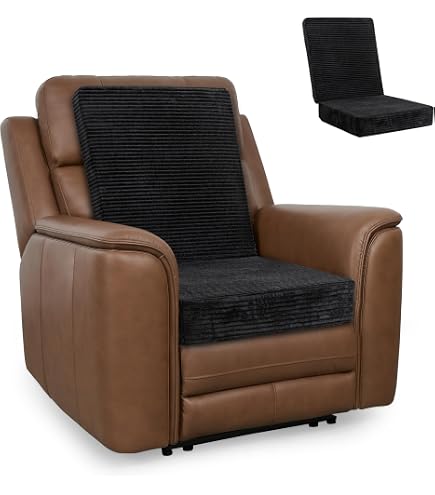 HOMBYS Foam Recliner Chair Cushions For Elderly, 4" Thick Chair Pads With Back Support For Office, Non-Slip Medium Firm Seat Cushion With Lumbar Pillow (Brown, 21.5" Backrest