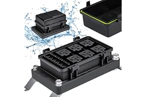 True Mods 12V DC Auto Waterproof Fuse 5-Pin Relay Box Block [6 Bosch Style Relay Holder] [6 ATC/ATO Fusible Holder] Universal
