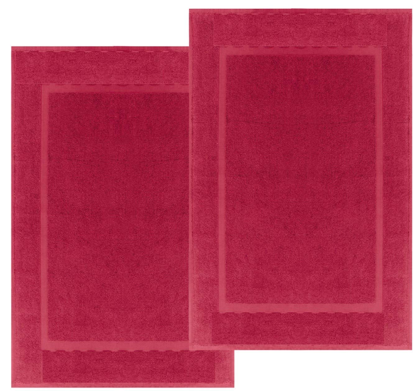 Photo 1 of ECO TOWELS Cotton Banded Bath Mats 2 Pack, [Not a Bathroom Rug], 22"x34" (Burgundy)
