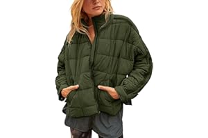Freyhem Quilted Puffer Jacket Women Lightweight Short Zip Up Padded Coat with Pockets