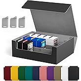UAONO Trading Card Storage Box Holds 2400+ Cards, Bulk Card Storage | Magnetic Closure PU Leather Card Organizer with 10 Dividers &amp; 3 Stoppers for MTG, PTCG, TCG, Sports Cards (Black)