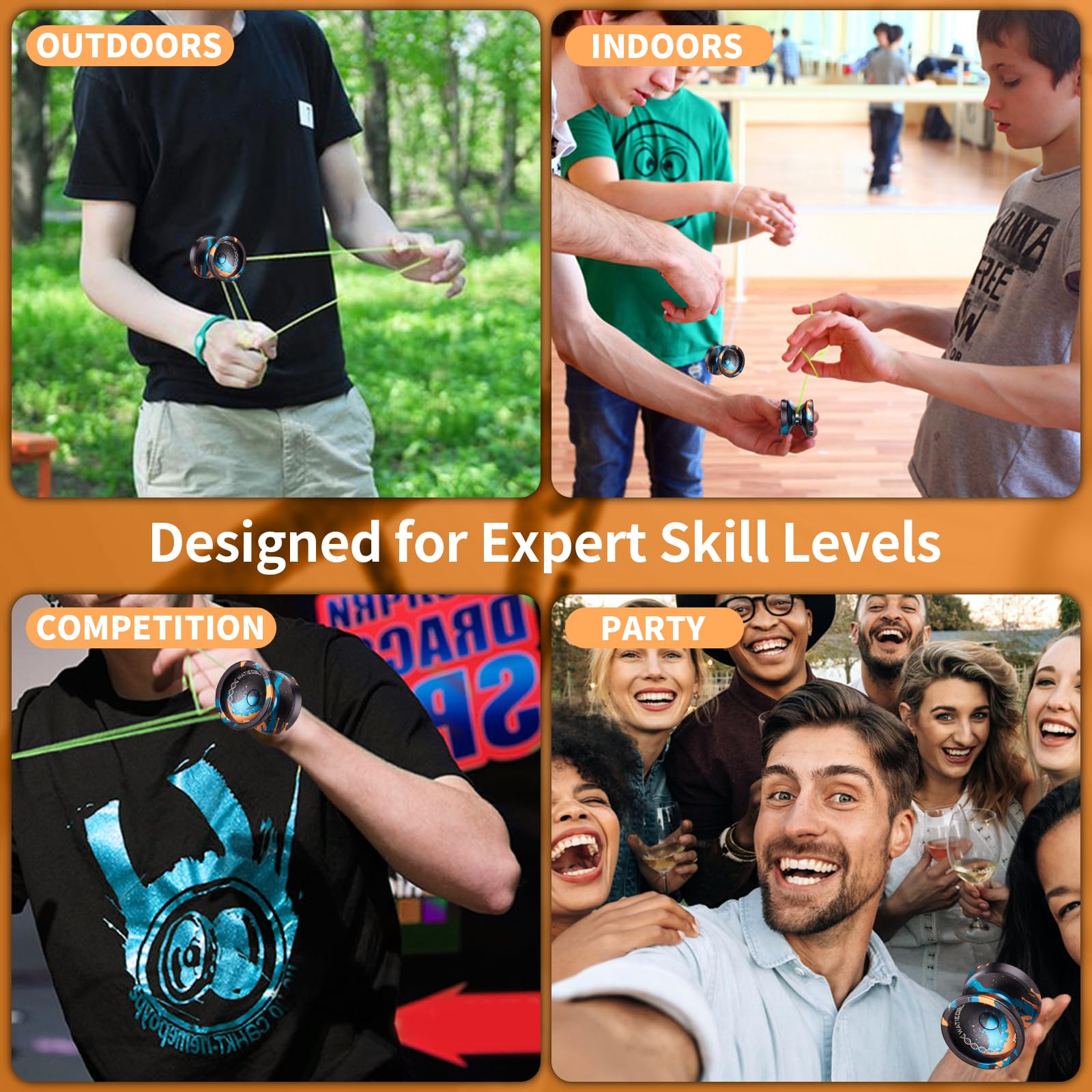 WATIEOBOO Professional Responsive Yoyo Bearing Beginner, Unresponsive Yoyo Bearing for Fingerspin Tricks - Black, Blue, Gold