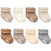 Little Me Baby Socks 16 Pairs | 61% Organic Cotton | Sizes 0-12M &amp; 12-24M | Seamless Toe &amp; Anti-Slip Gripper Sole