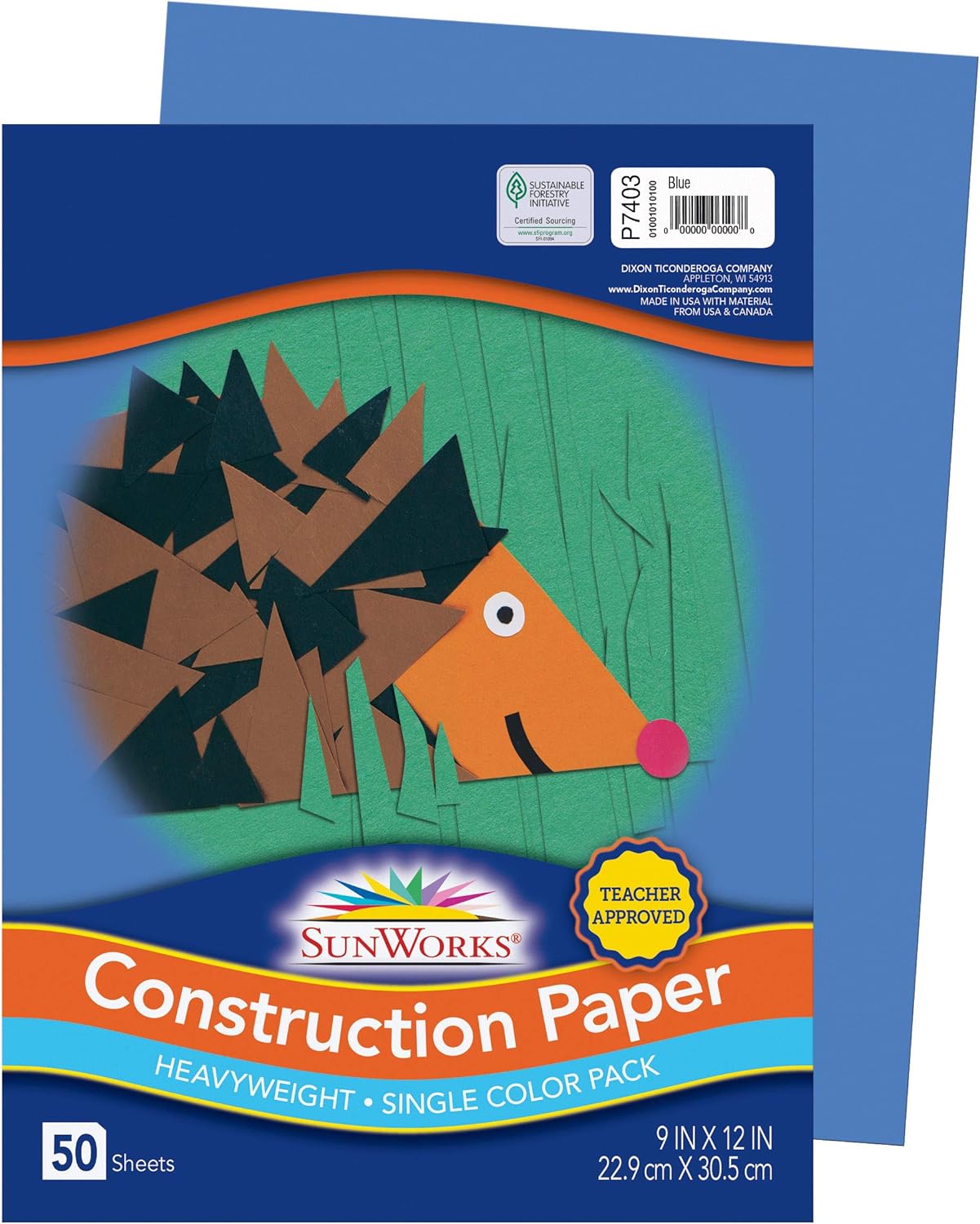 SunWorks 7403 Construction Paper, 9" x 12", 50 Sheets/Pack, Blue : White Construction Paper : Office Products
