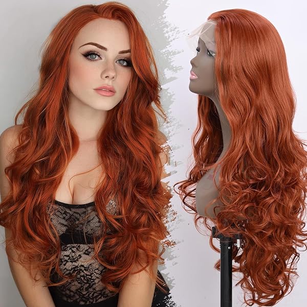 Copper brown Lacefront Wig Long Freepart Wig 2019 Copper Brown 13x6 Clear HD Lace Frontal Wig Body Wave 100  main image 2