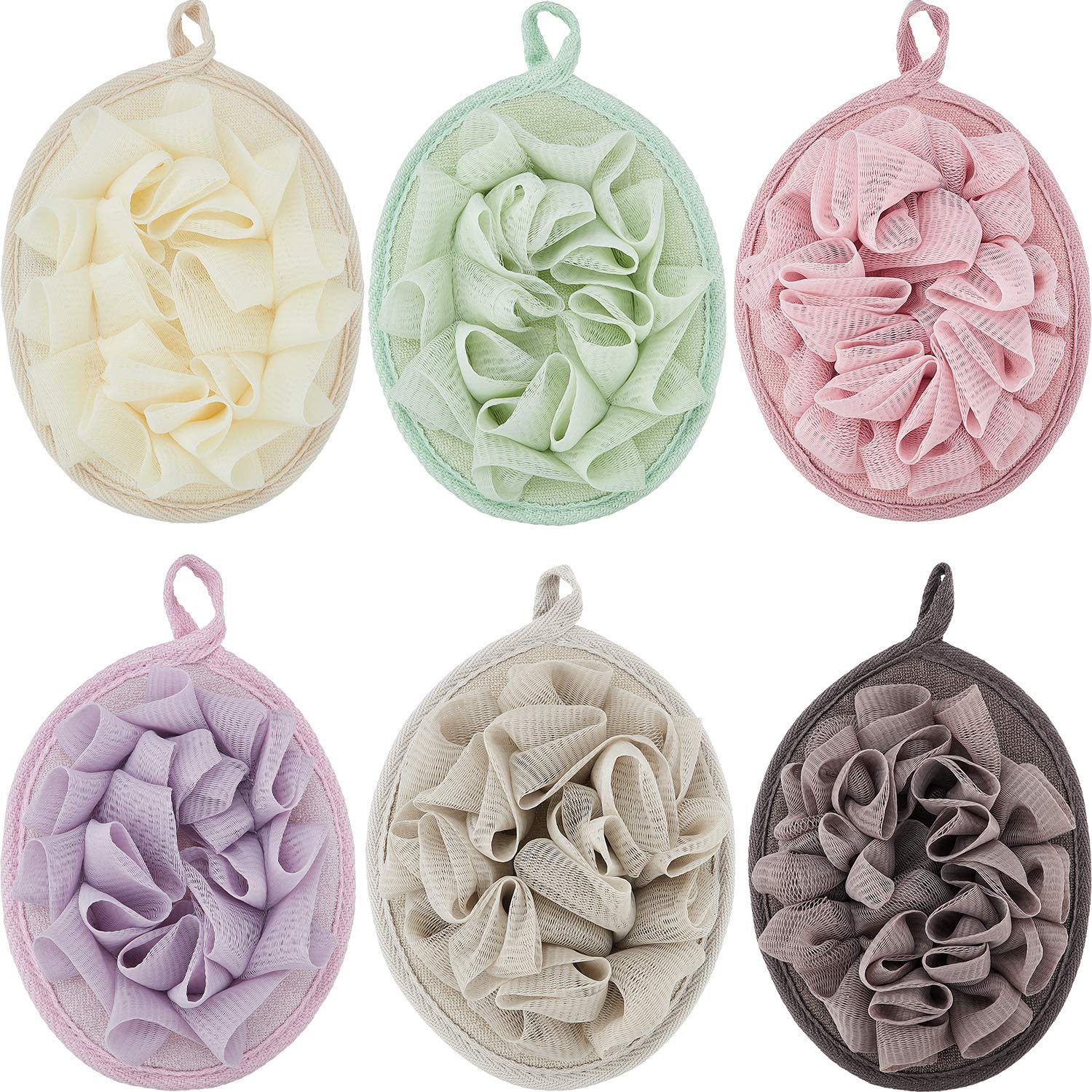 6 Pieces Bath Shower Pouf Sponge Mesh Pouf Shower Ball Exfoliating Body Loofah Shower Scrubber Ball Shower Glove with Flower Bath Balll (Multi-color): Beauty