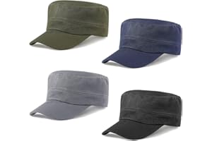 Glamorstar Unisex Cadet Army Hats 4 Pieces Military Flat Top Newsboy Cap
