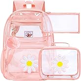 UFNDC 3PCS Clear Backpack Heavy Duty, See Through School Bag for Girls, Sequins Transparent Bookbag for Women