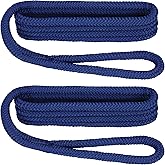 Extreme Max 3006.2171 BoatTector Premium Double Braid Nylon Fender Line Value 2-Pack - 3/8" x 6', Royal Blue