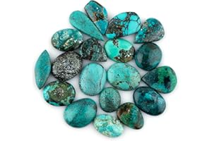 GEMKORA 100 carats Genuine Tibetan Turquoise Gemstones Wholesale Cabochons Lot, Jewelry Making Loose Gemstone, Polished Gems, DIY, Wire Wrapping, Healing Crystals, Bulk Gemstone, Birthstone Crystals