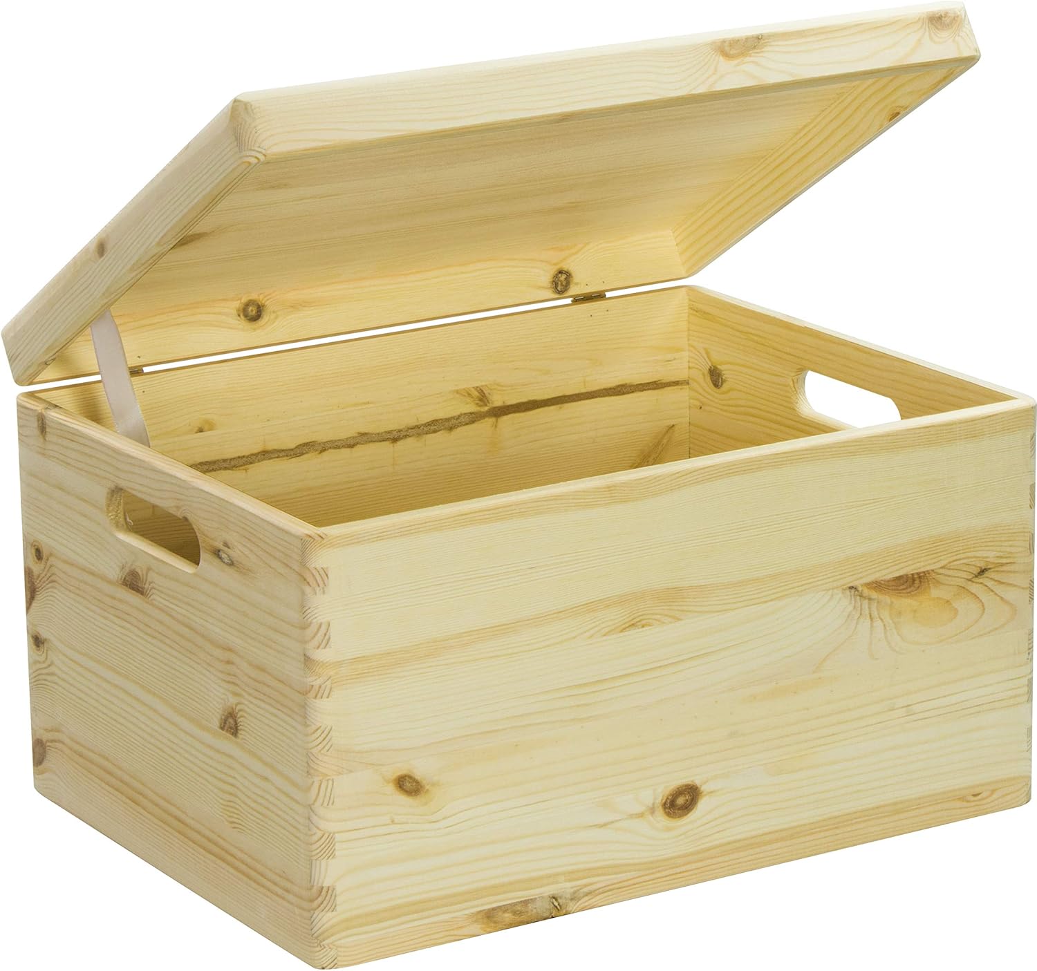 LAUBLUST Große Holzkiste Deckel und Griffe - 40x30x24cm, Natur, FSC® | Allzweck-Kiste aus Holz - Aufbewahrungskiste | Geschenk-Verpackung | Deko-Kasten zum Basteln | Spielzeug-Truhe | Erinnerungsbox