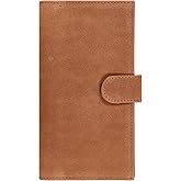 Oak Leathers Leather Checkbook Cover for Men & Women - RFID Protected Slim Pen Holder Credit Card Gift Duplicate Checks (Vintage Cognac)