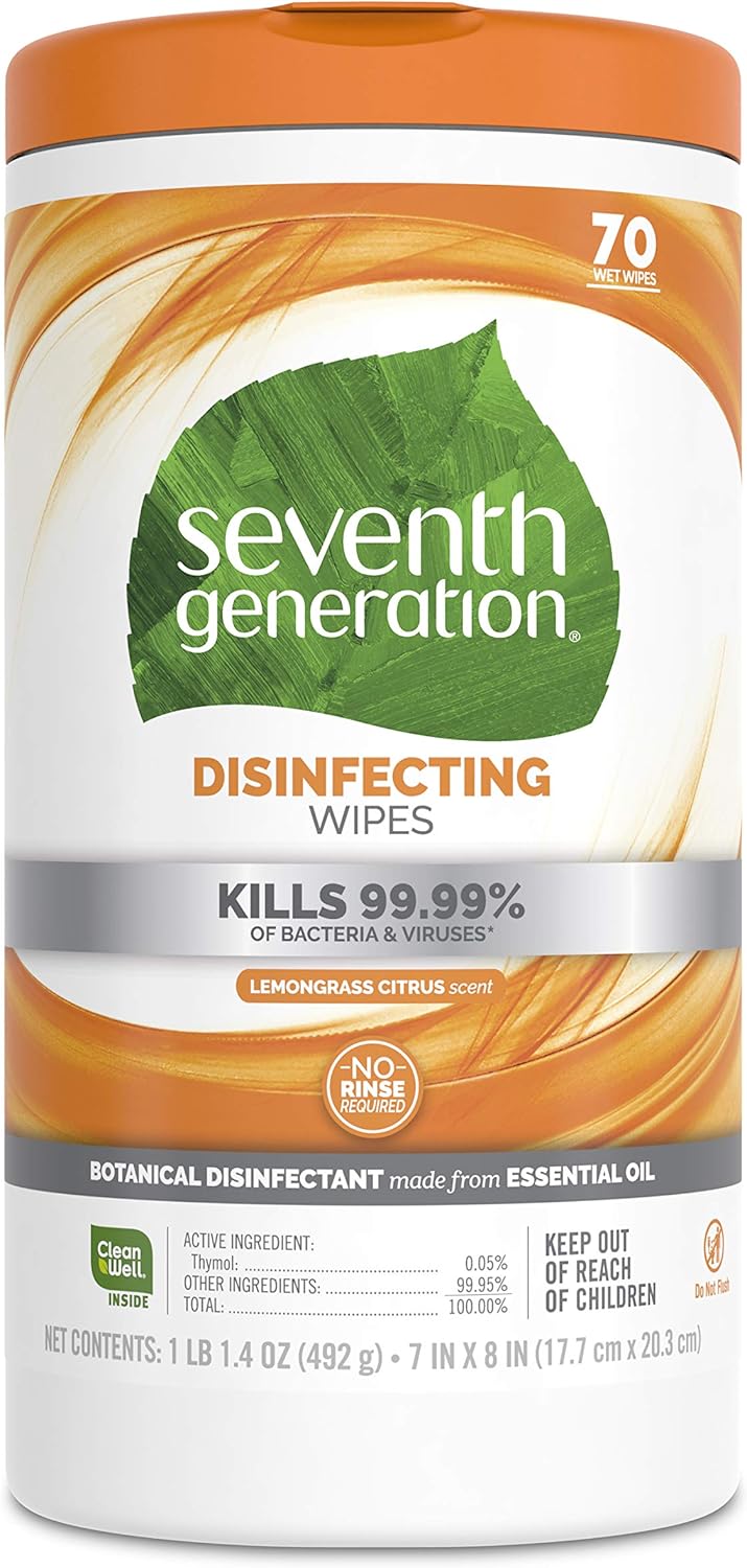 Seventh Generation Disinfecting Multi Surface Wipes, Botanical Disinfectant, 70 Count, Pack of 6: Health & Personal Care