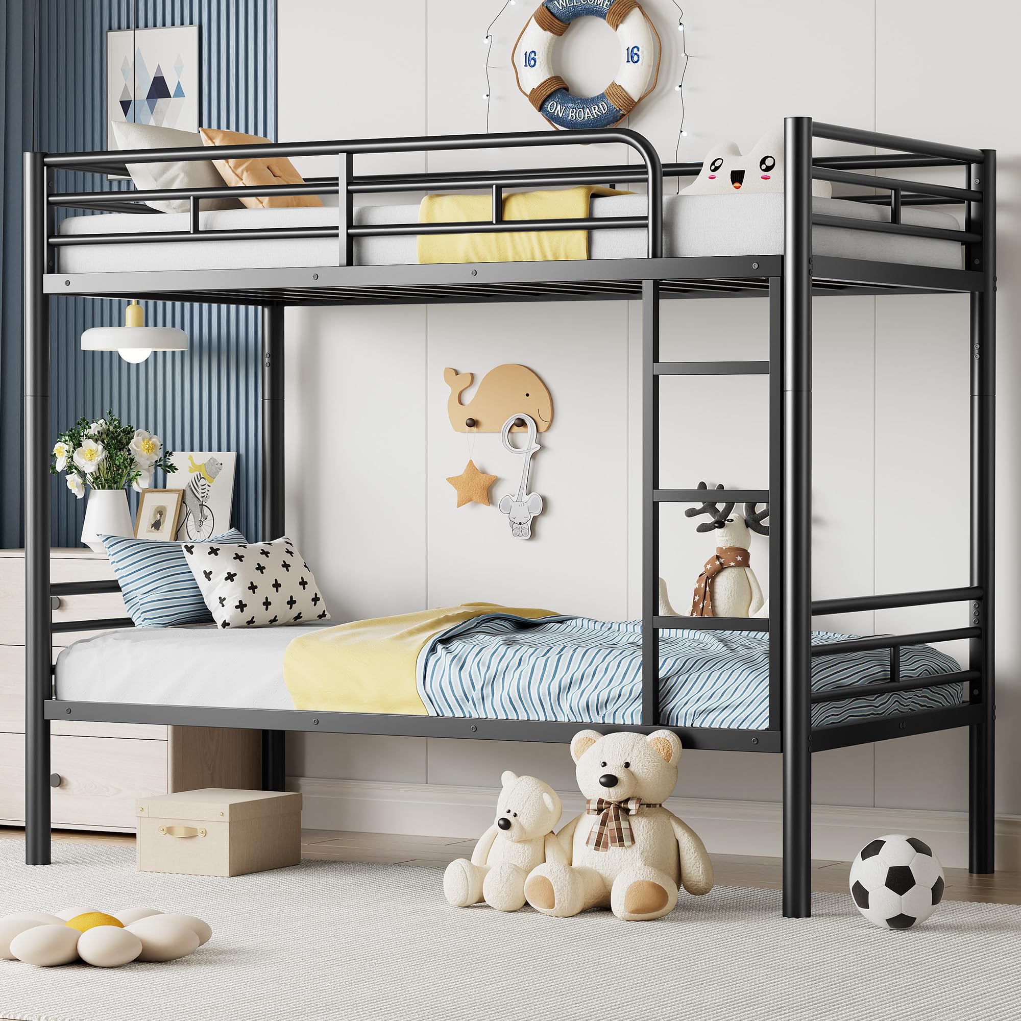 Photo 1 of ***PARTIAL SET** CARTON 2 OF 2*****
PVWIIK Bunk Bed Twin Over Twin with Guardrail for Dormitory,Living Room,Bedroom,Multifunctional Bed Frame w/Space Saving Design & Ladder,Black