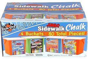 Chalk City Sidewalk Chalk, Variety Art Pack of Glitter, Neon, Tie Dye, and Original Chalks (4 buckets of 20 count)