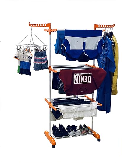 TNC Nextgen Three Layer Cloth Drying Stand Plastic Floor Cloth Dryer Stand