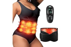 WEETALL Red Light Therapy Belt - Vibration Massage Heated Red Light Therapy Device for Body, Wireless Controller, 3-in-1 Chips 660nm&850nm, for Back Shoulder Waist Abdomen Muscle Pain Relief