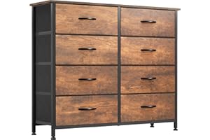 YITAHOME 8 Drawers Fabric Dresser, Furniture Storage Tower Cabinet, Organizer for Bedroom, Living Room, Hallway, Closet, Sturdy Steel Frame, Wooden Top, Easy-to-Pull Fabric Bins